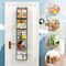 The Door Hanging Pantry Organizer 5-Shelf Room Organizer with Clear Plastic Pockets Behind The Door Storage Organizer Large Capacity Organizer for Closet Bedroom Bathroom (Grey)